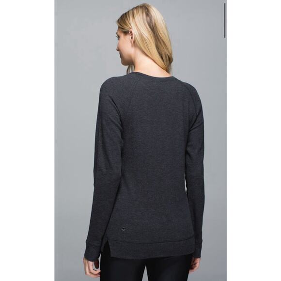 Lululemon Open Your Heart Long Sleeve Reversible Grey Black Stripe Sweatshirt 2 - Picture 2 of 12